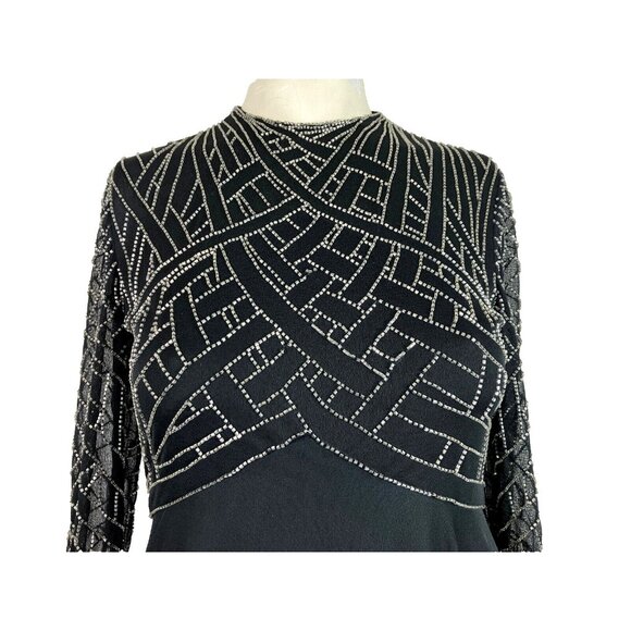 Flowing Chiffon Victora Royal Celtic Knot Empire Waist Cocktail Dress Maxi Bead - Picture 4 of 8